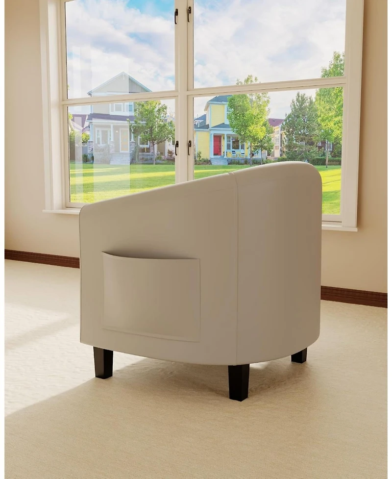 Gaomon Accent Chairs Faux Leather Chairs Barrel Club Chairs Comfy Living Room Chairs with Sturdy Legs for Bedroom Reading Room Waiting Room