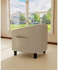 Gaomon Accent Chairs Faux Leather Chairs Barrel Club Chairs Comfy Living Room Chairs with Sturdy Legs for Bedroom Reading Room Waiting Room