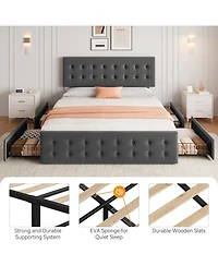 gaomon Bed Frame with 4 Storage Drawers and Headboard
