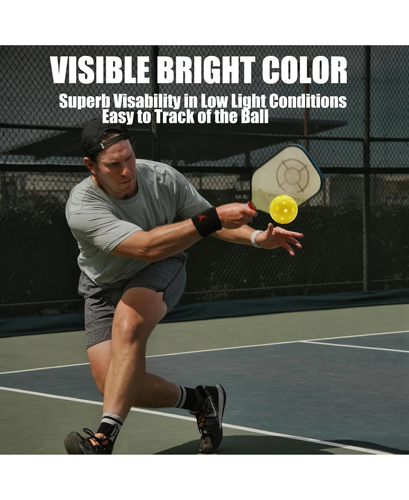 Magicorange 6-Pack Outdoor High-Elasticity 40-Hole Seamless Pickleball Balls with Mesh Carry Bag