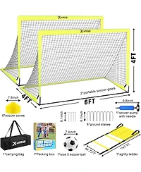 X-umeus Agility Ladder Speed Training Equipment Set, Kids Soccer Goals for Backyard Set of 2, 6x4 ft, Soccer Goal Training Equipment for Kids Youth