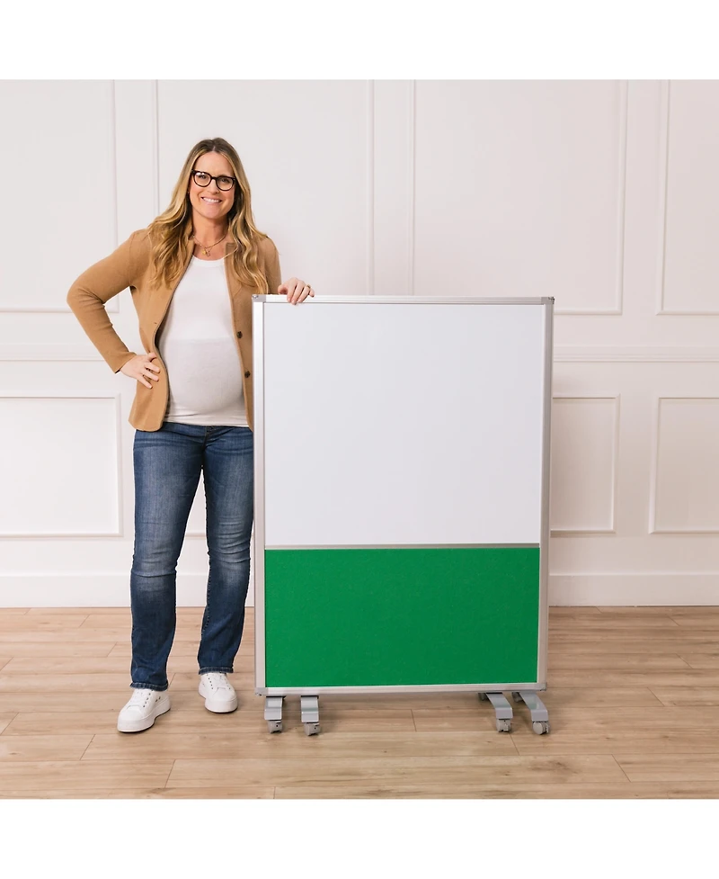 ECR4Kids Mobile Dry-Erase and Flannel Split Room Divider, 3-Panel