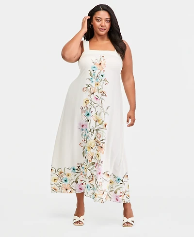 Vince Camuto Plus Thick Strap Square Neck Maxi Dress