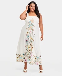 Vince Camuto Plus Thick Strap Square Neck Maxi Dress