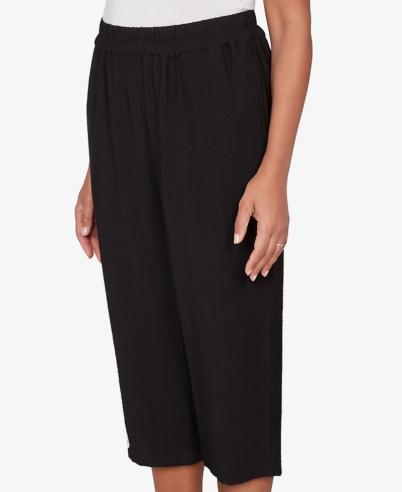 Alfred Dunner Women's Crowd Pleaser Paisley Embroidered Relaxed Capri Pants