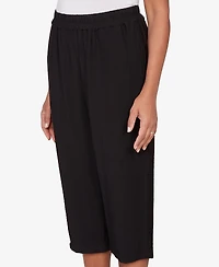 Alfred Dunner Women's Crowd Pleaser Paisley Embroidered Relaxed Capri Pants