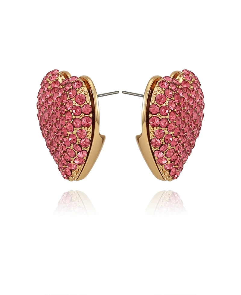 Guess Glass Stone Heart Stud Earrings