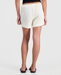 Indigo Rein Juniors' Cotton Gauze Button-Hem Shorts