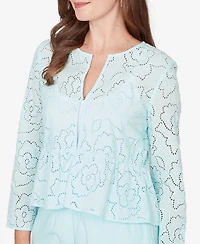 Ruby Rd. Petite Floral Eyelet Peplum Jacket