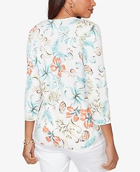 Ruby Rd. Petite Embellished Oceania Floral Knit Top