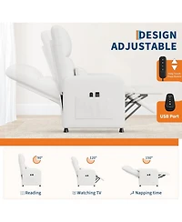 gaomon Power Recliner Chair, Adjustable Electric Recliner Ergonomic Overstuffed Pu Leather, Tall Back, Padded Seat, 2 Side Pockets and Usb Port