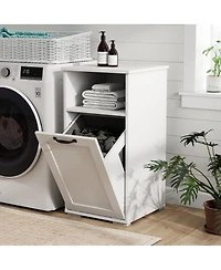 Rainsken Pull-Out Bathroom Storage Unit with 1 Removable Liner Bag for Easy Sorting & Storage Laundry Hamper Cabinet