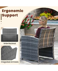 Gymax 3 Pieces Patio Furniture Set Pe Rattan Chairs w/ Storage Coffee Table