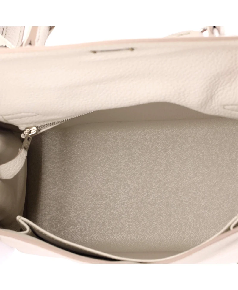 Pre-Owned HERMES Kelly 25 Handbag Light Togo with Palladium Hardware