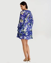 kensie Women's V-Neck Printed Burnout Dress