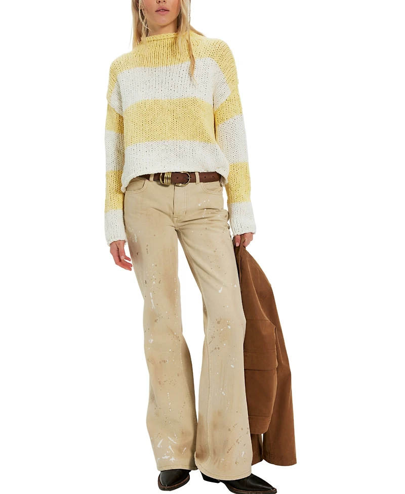 Free People Women's Opal Rugby Stripe Rolled Neck Sweater