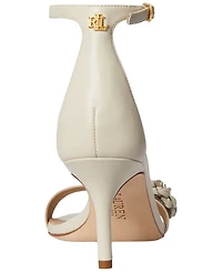 Lauren Ralph Women's Allie Mid-Heel Floral-Trim Raffia Sandals