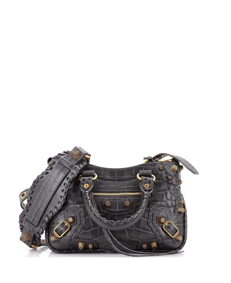 Pre-Owned Balenciaga Small Le Cagole Giant Studs Tote Embossed Leather