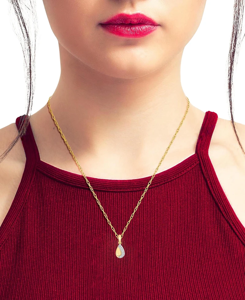 Macy's Diamond Pendant Necklace (1/20 ct. t.w.) in 10k Yellow Gold Over White Rhodium