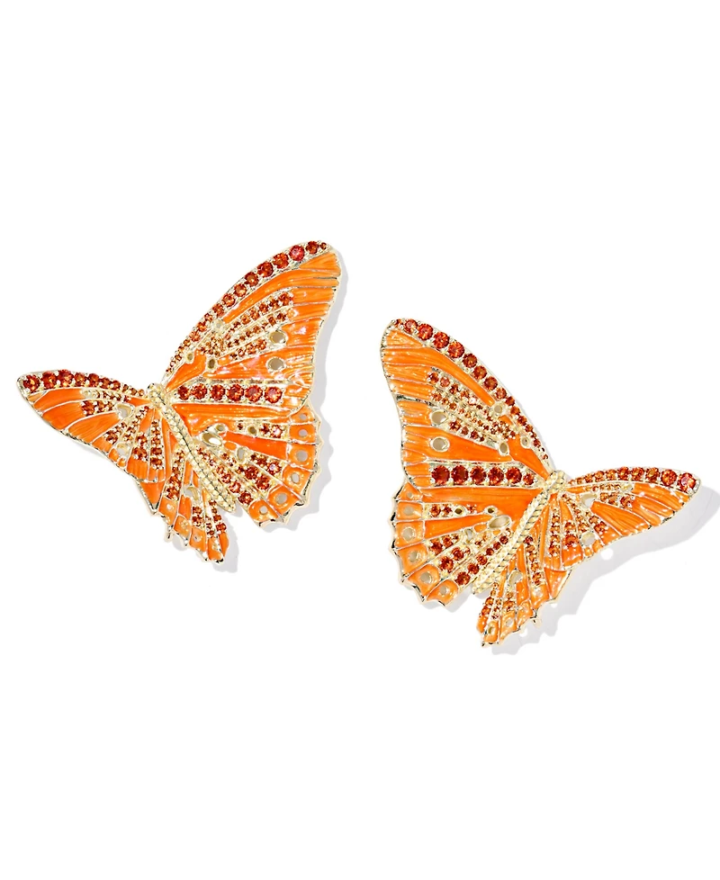 Kendra Scott Nano Gem and 14k Gold Over Brass Cailey Enamel Butterfly Statement Earrings