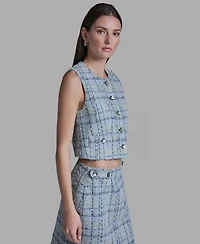 Bcbg Women's Button-Front Cropped Tweed Vest