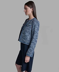 Bcbg Women's Shoulder Padding Open Front Tweed Jacket