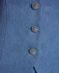 Bcbg Women's Scoop Neck Front Button Denim Vest