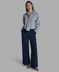 Bcbg Women's Tie-Neck Long-Sleeve Stripe Top