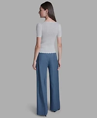 Bcbg Women's V-Neck Short-Sleeve Top