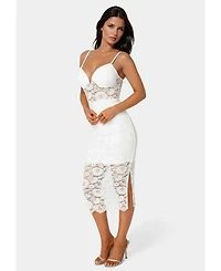 Bebe Women's Lace-Up Back Midi Dress