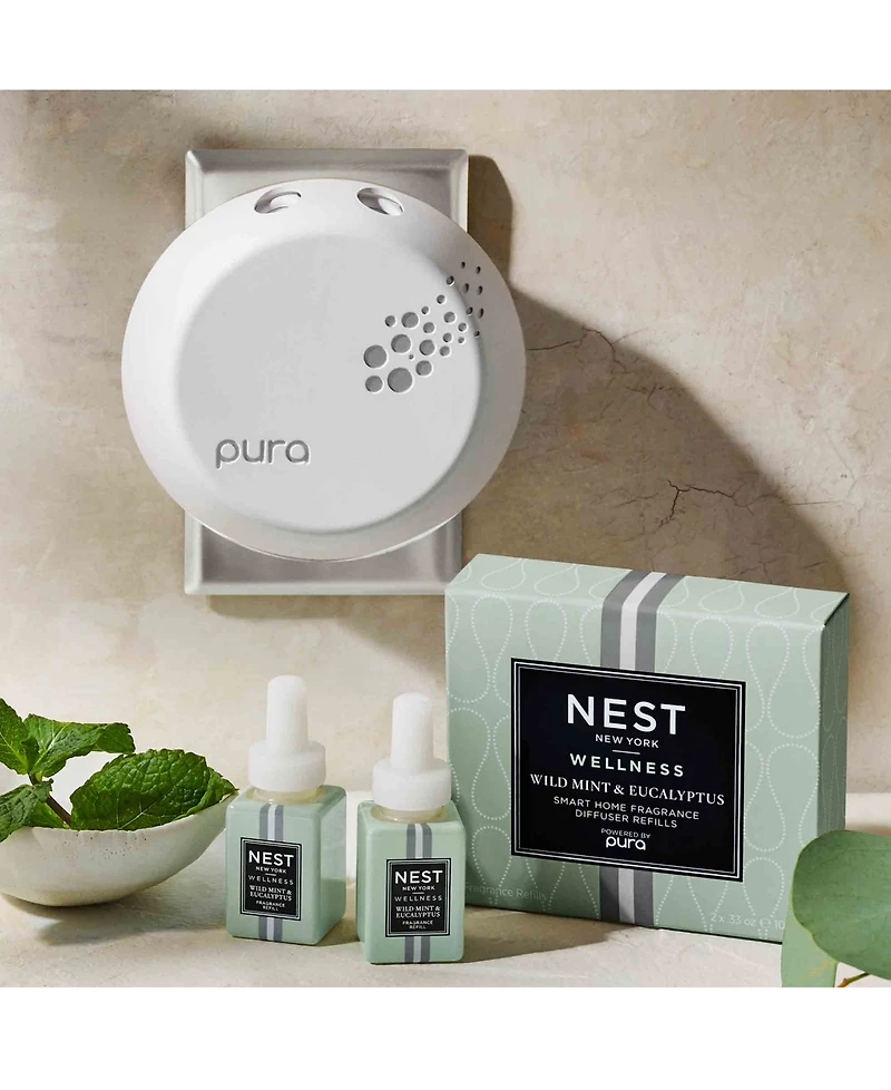 Nest New York Pura Smart Home Fragrance Wild Mint Diffuser Refill Duo Set