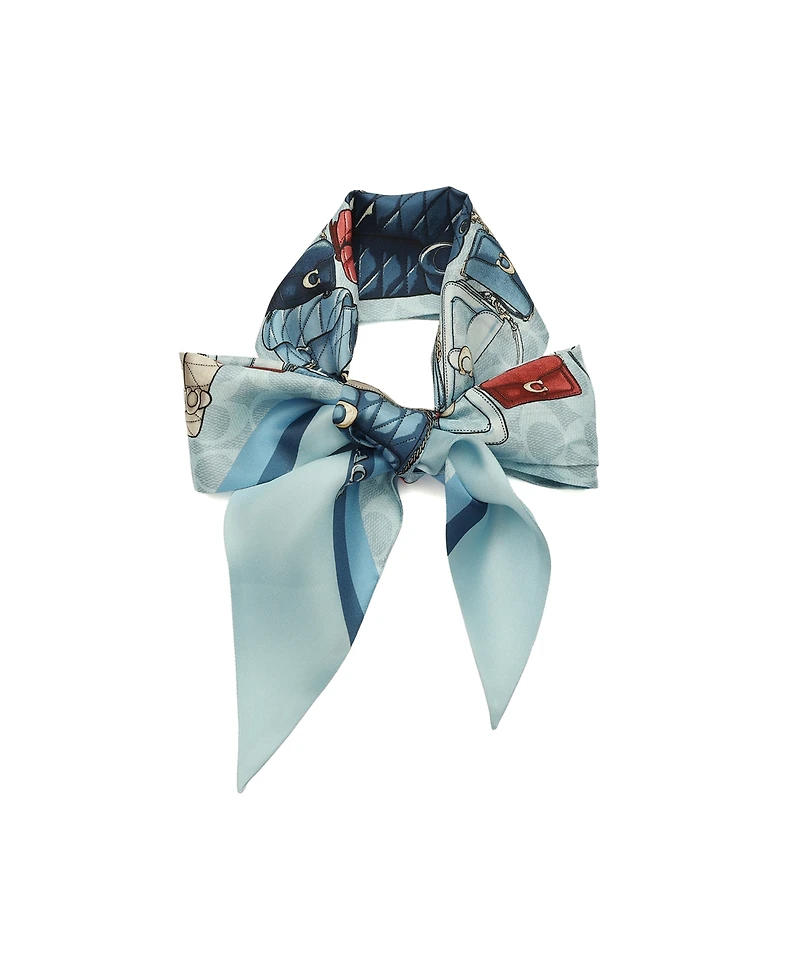 Coach Women's Stacked Tabby Printed Wide Silk Skinny Scarf