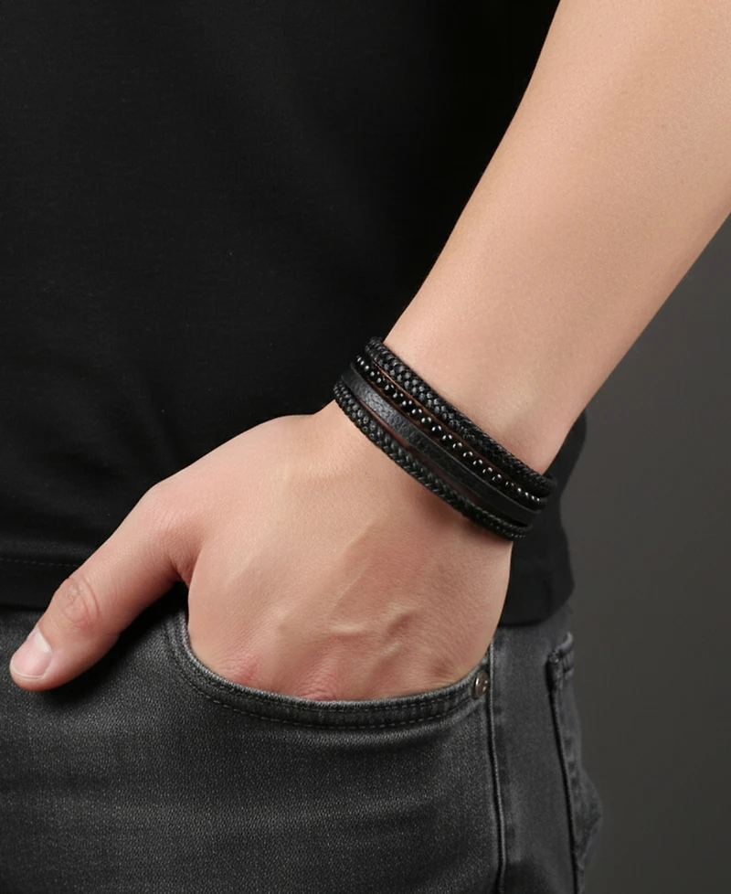 Rhona Sutton Men's Dominus Leather & Stainless Steel Bracelet