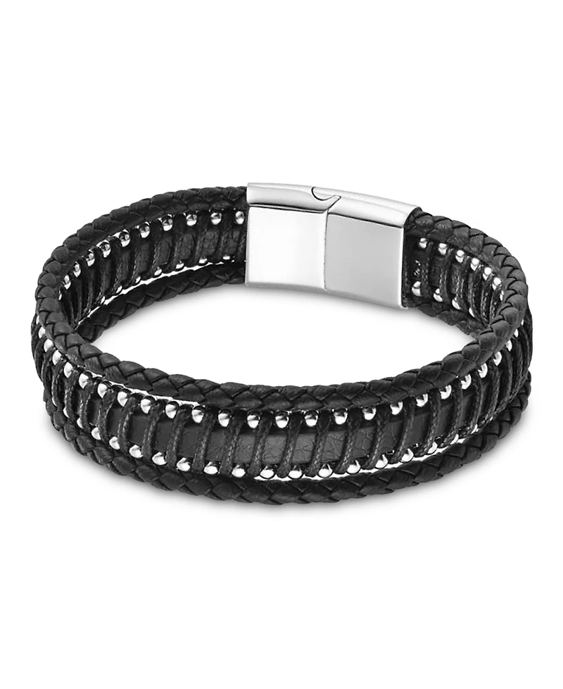 Rhona Sutton Men's Fortis Leather & Stainless Steel Bracelet