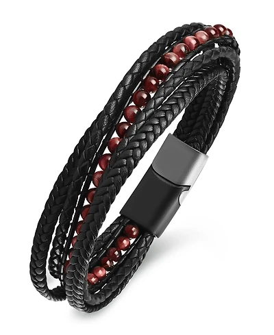 Rhona Sutton Men's Vero Leather Bracelet in Stainless Steel