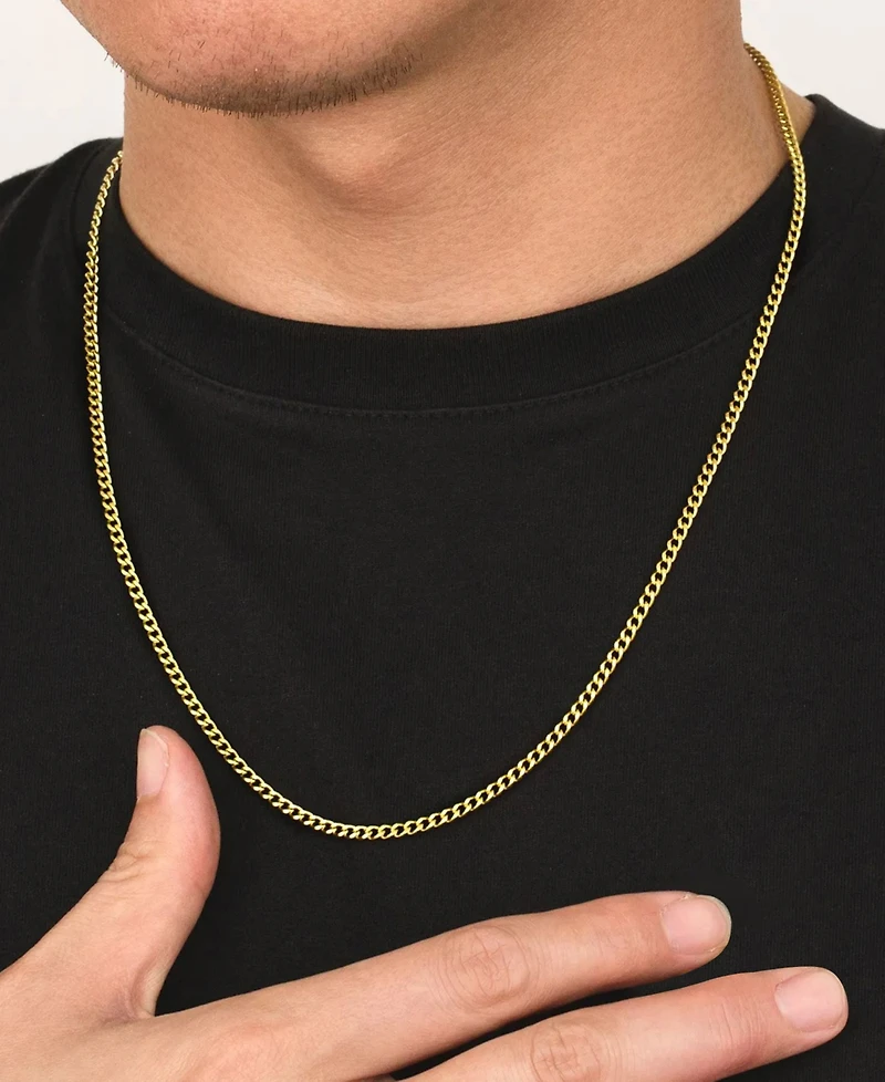 Rhona Sutton Men's Stainless Steel Cuban Chain Necklace in 14k Gold Plated