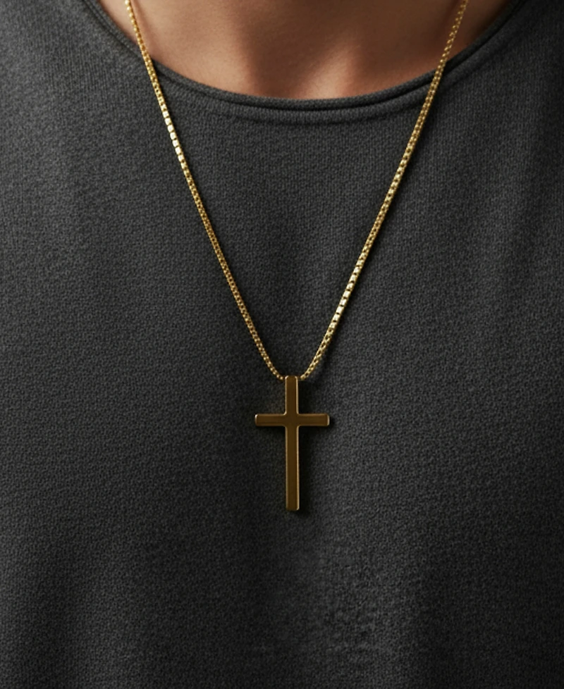 Rhona Sutton Men's Faith Cross Stainless Steel Pendant Necklace in 14k Gold-Tone