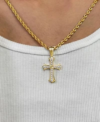 Rhona Sutton Men's Cross Pendant Necklace in 14k Gold Plated Sterling Silver