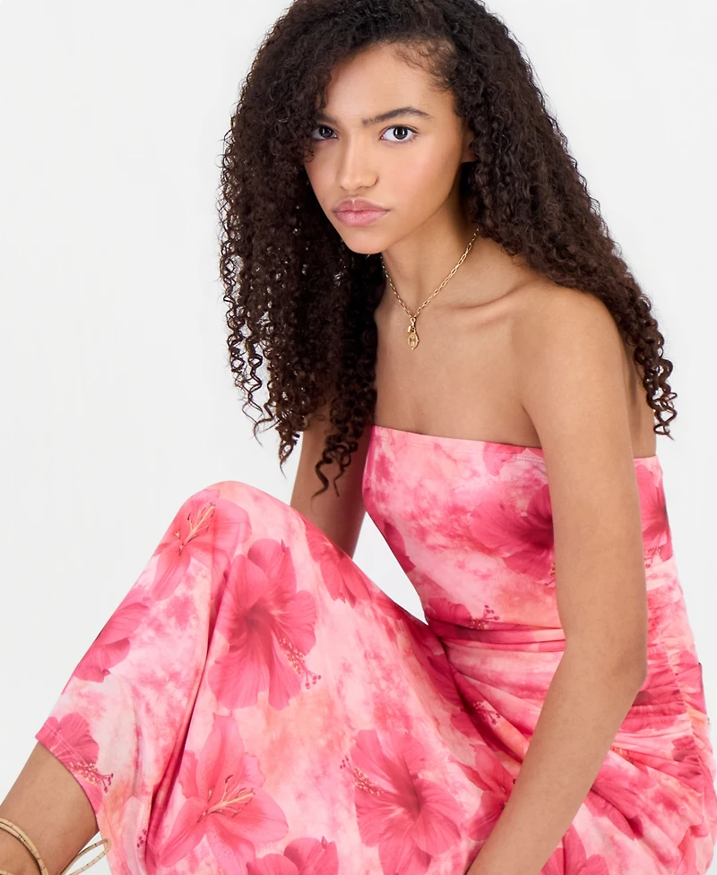 Madden Girl Strapless Mesh Maxi Dress