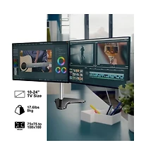 ProMounts Landscape to Portrait Double Monitor Arms for 13" to 32" Screens Holds up to 17.6 lbs