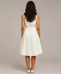 Modenaire Women's Sleeveless Button-Front Fit-and-Flare Dress