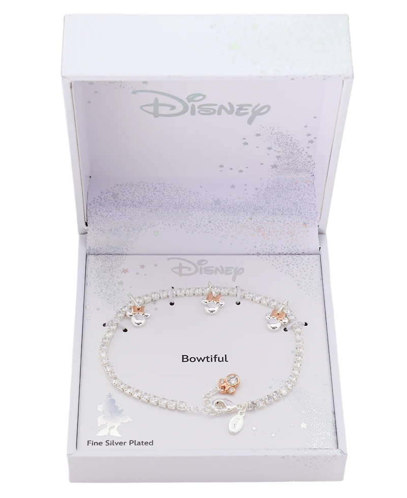 Disney Minnie Mouse Cubic Zirconia Tennis and Minnie Charm Bracelet