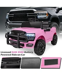 Mecale 12V Kids Ride On Car Licensed Ram 3500 Electric Vehicle with Remote Control-Pink
