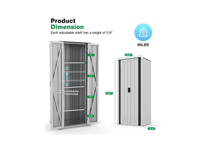 Aecojoy Outdoor Storage Cabinet Waterproof with Shelves