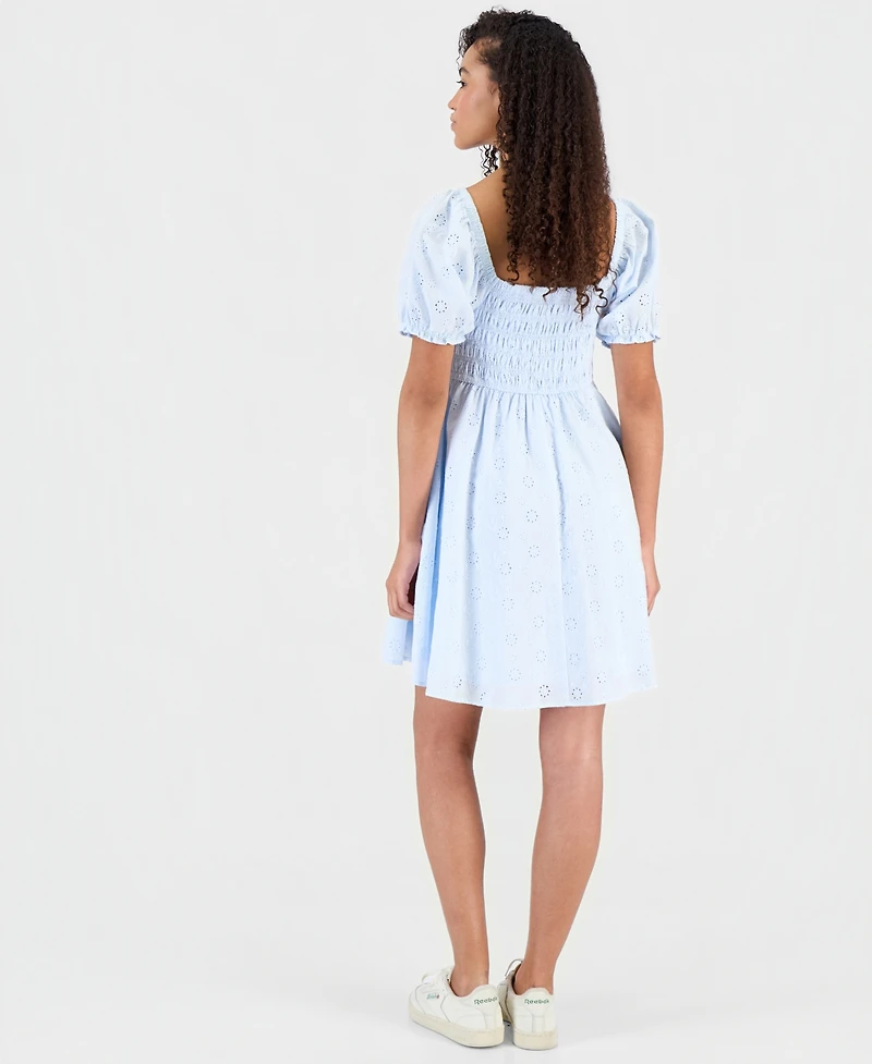 Celebrity Pink Juniors' Cotton Eyelet Babydoll Dress