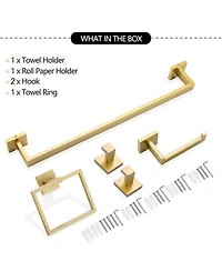 Rainsken 5 Pieces Bathroom Hardware Set, Towel Bar, Towel Holder, Toilet Paper Holder and Towel Hook