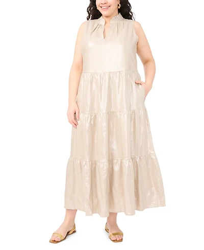 Vince Camuto Plus Sleeveless Tiered Ruffle Maxi Dress