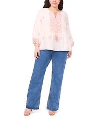 Vince Camuto Plus Neck Tie Peasant Blouse