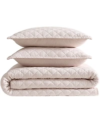 Laura Ashley Tessa's Ticking Stripe Reversible 3-Pc. Quilt Set, King