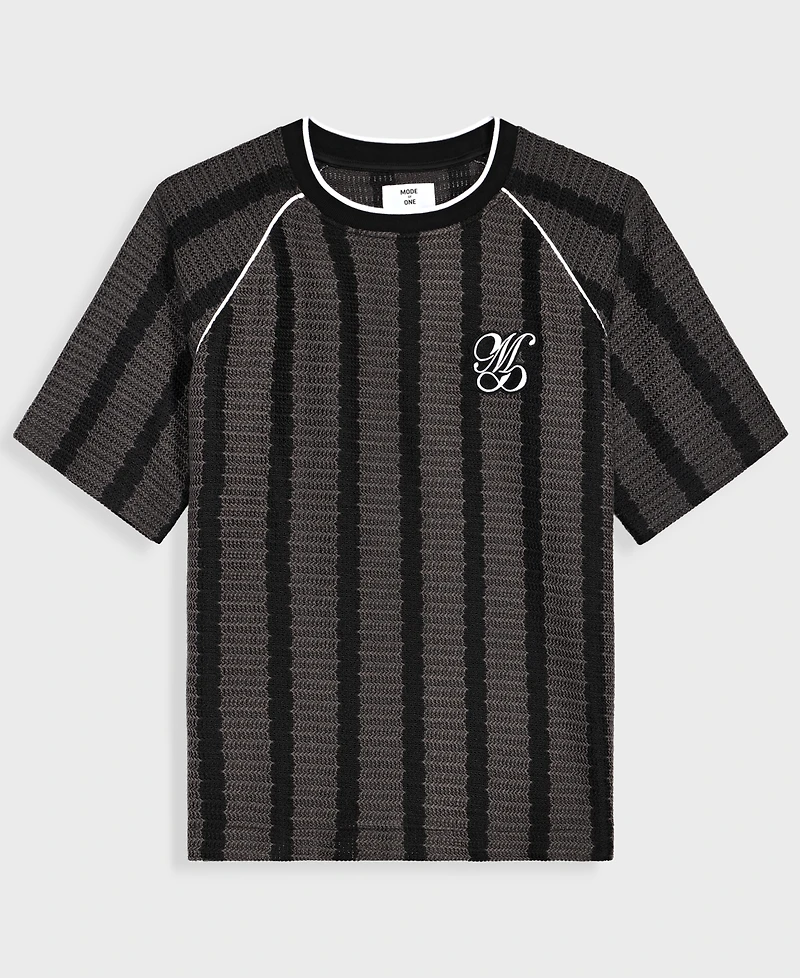 Mode of One Men's Crochet-Stripe Relaxed T-Shirt, Macy's Exclusive
